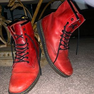 Dr. Martens Red Leather Boots